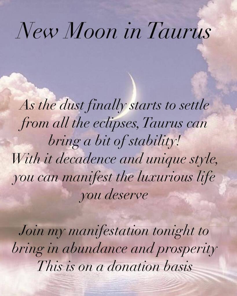 AmandaJesenska's tweet photo. Taurus New Moon

As the dust starts to settle after the eclipses the Taurus New Moon will bring in some stability and the grounding you need to make your dreams come true!

Taurus is all about luxury and abundance so John’s my manifestation tonight to br… https://t.co/UelR6H7qYN https://t.co/NifVhQEt11