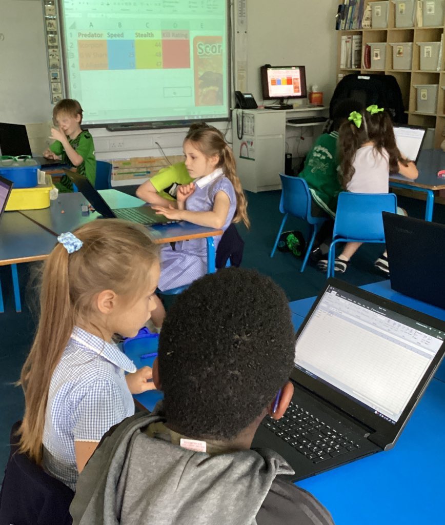 StSebsY2's tweet image. Yesterday in computing, year 2 were presenting information from Top Trumps in a Microsoft Excel spreadsheet. @StSebastiansPri #SebsComputing