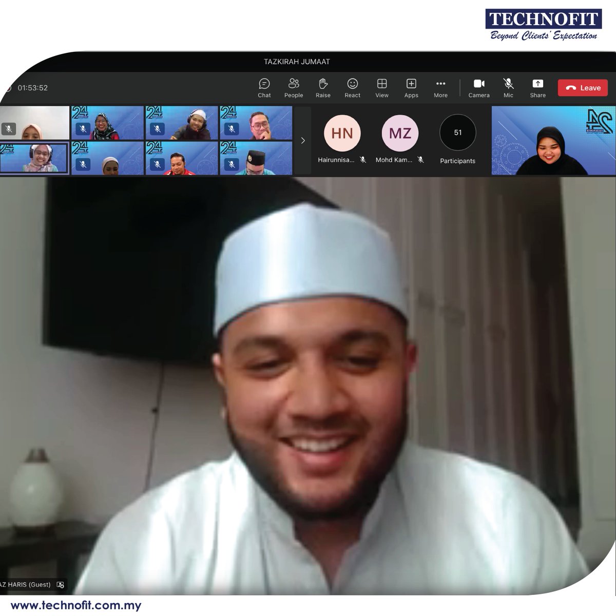 technofitgroup's tweet photo. TECHNOFIT PROGRAM : PROGRAM TAZKIRAH JUMAAT BERSAMA USTAZ HARIS
Full article at : https://t.co/bwx1P3kMON
#StrivingForExcellence
#BeyondClientsExpectation
#Technofit
#PURIZ
#tazkirahjumaat https://t.co/rLDYNNFYF3