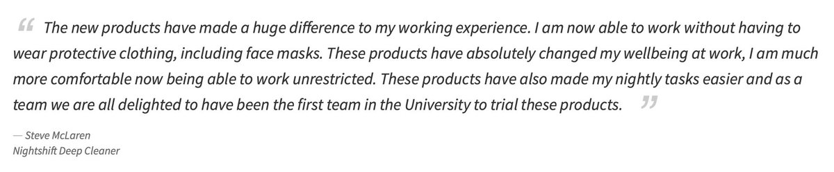 2PureProductsUK's tweet photo. Delighted to receive such positive feedback from the cleaning team at @EdinburghUni following their recent switch to our OdorBac Tec4 cleaning product https://t.co/WcaLJw4mvk