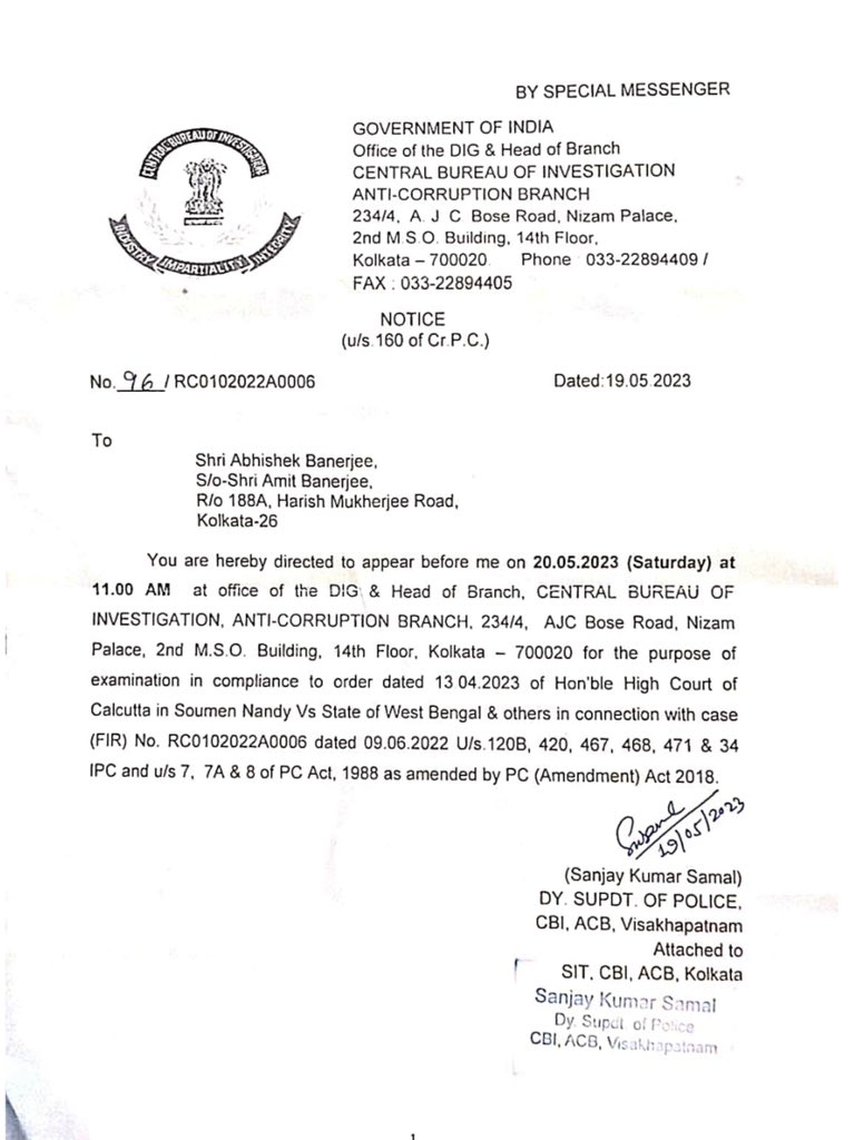 I have received a summon from the CBI to appear before them tomorrow, on 20th May'23 for examination. Despite not being given even a day’s prior notice, I will still abide by the summon. I will give my full cooperation during the course of the investigation. (1/2)