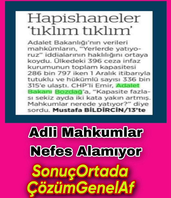 👉🏻81 ilde cezaevi
   
    Her evde bir mahkum varken
     
     2. Tura Seçmensiz Gidemessiniz ? 

AdilOlun EşitAffedin <a href="/RTErdogan/">Recep Tayyip Erdoğan</a> <a href="/iletisim/">T.C. İletişim Başkanlığı</a> <a href="/kilicdarogluk/">Kemal Kılıçdaroğlu</a>
