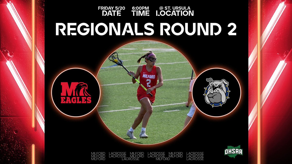 Milford Athletics (@milford_eagles) on Twitter photo Fresh off a Round 1 upset thriller, <a href="/EaglesGirlsLax/">Milford Eagles Girls Lacrosse</a> looks to keep riding that Milford Magic 🪄 through the next round of the Regional Tournament!! This time the #5 seed St. Ursula Bulldogs stand in our way!!
<a href="/clersunsports/">Clermont Sun Sports</a> <a href="/mlaughman/">Melanie Laughman</a> <a href="/milford_schools/">Milford Schools</a> <a href="/milfordhseagles/">Milford High School</a> <a href="/laxmilford/">Milford Lacrosse</a> Fresh off a Round 1 upset thriller, <a href="/EaglesGirlsLax/">Milford Eagles Girls Lacrosse</a> looks to keep riding that Milford Magic 🪄 through the next round of the Regional Tournament!! This time the #5 seed St. Ursula Bulldogs stand in our way!!
<a href="/clersunsports/">Clermont Sun Sports</a> <a href="/mlaughman/">Melanie Laughman</a> <a href="/milford_schools/">Milford Schools</a> <a href="/milfordhseagles/">Milford High School</a> <a href="/laxmilford/">Milford Lacrosse</a>