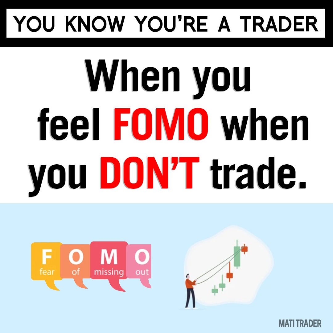 YOU KNOW YOU'RE A TRADER
when you feel FOMO when you don't trade
Do you agree?
#tradetips #tradinglessons #smartmoneyconcepts #smartmoney #tradingmemes #tradermemes #tradingjokes