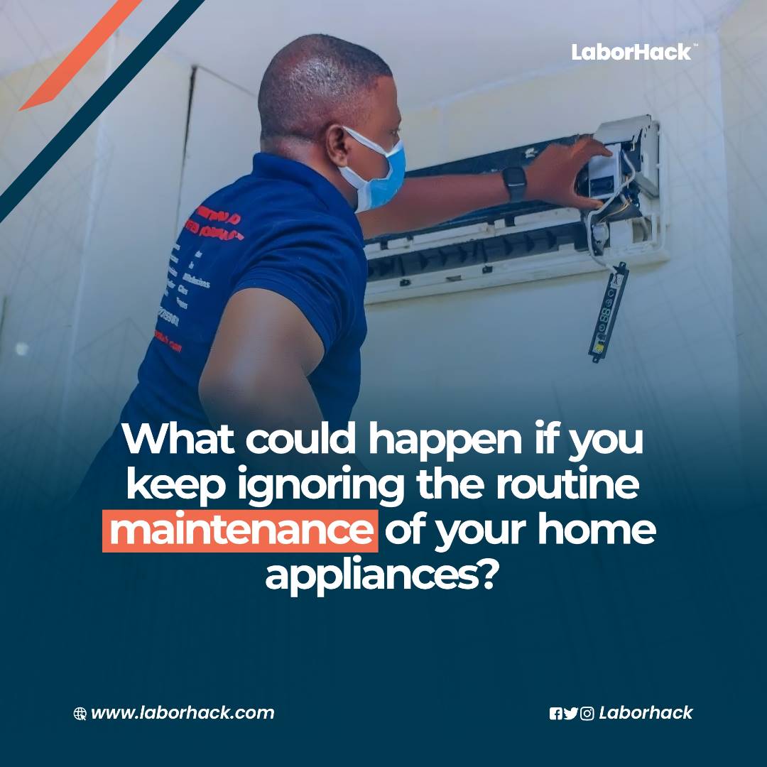 Laborhack_ng's tweet photo. It is critical to maintain your home appliances, cooling systems, plumbing, and electrical systems on a regular basis to ensure they work properly. Neglecting routine maintenance can lead to costly repairs or replacements that could have been easily avoided. https://t.co/vrGmsNaQlk