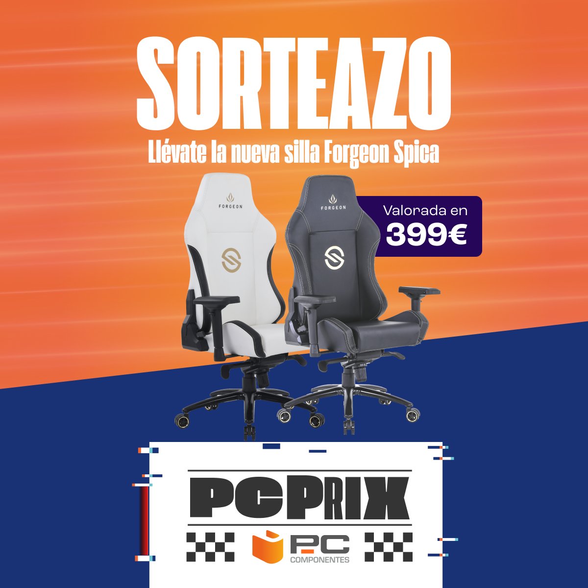 🔶SORTEAZO🔶

🏁¿Quieres una silla Forgeon Spica valorada en 399€ con la que competiremos en el #PcPrix2023?

🟣RT🔃 y sigue a @PcComponentes y @Forgeon_es

🟣Comenta completando la frase "PcPrix para competir contra..." mencionando a un amigo/a

✍️Más opciones si comentas más