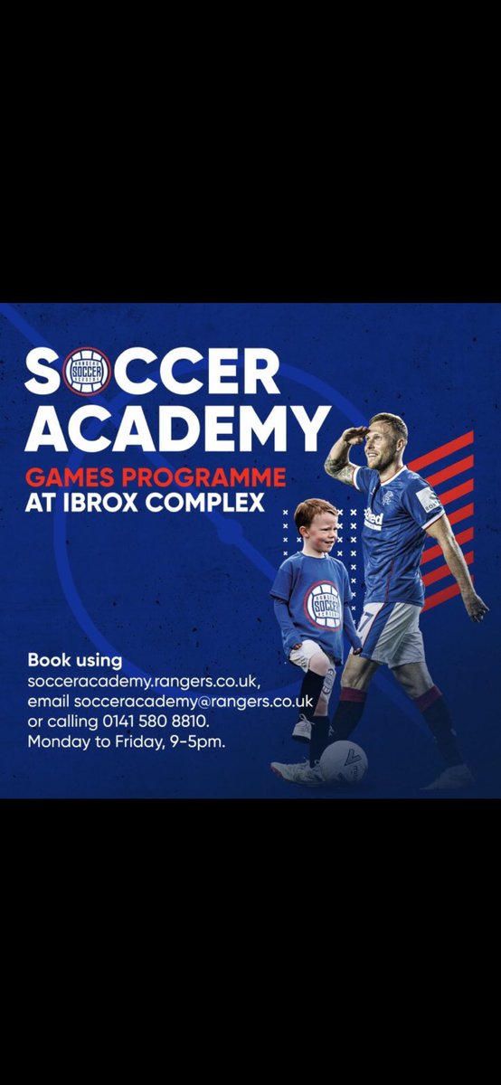 RyanSmithTID's tweet photo. Limited spaces available for the Rangers Soccer Academy game days being held at the Ibrox Complex which starts tomorrow ⚽️ https://t.co/ZNks2FC4Eh