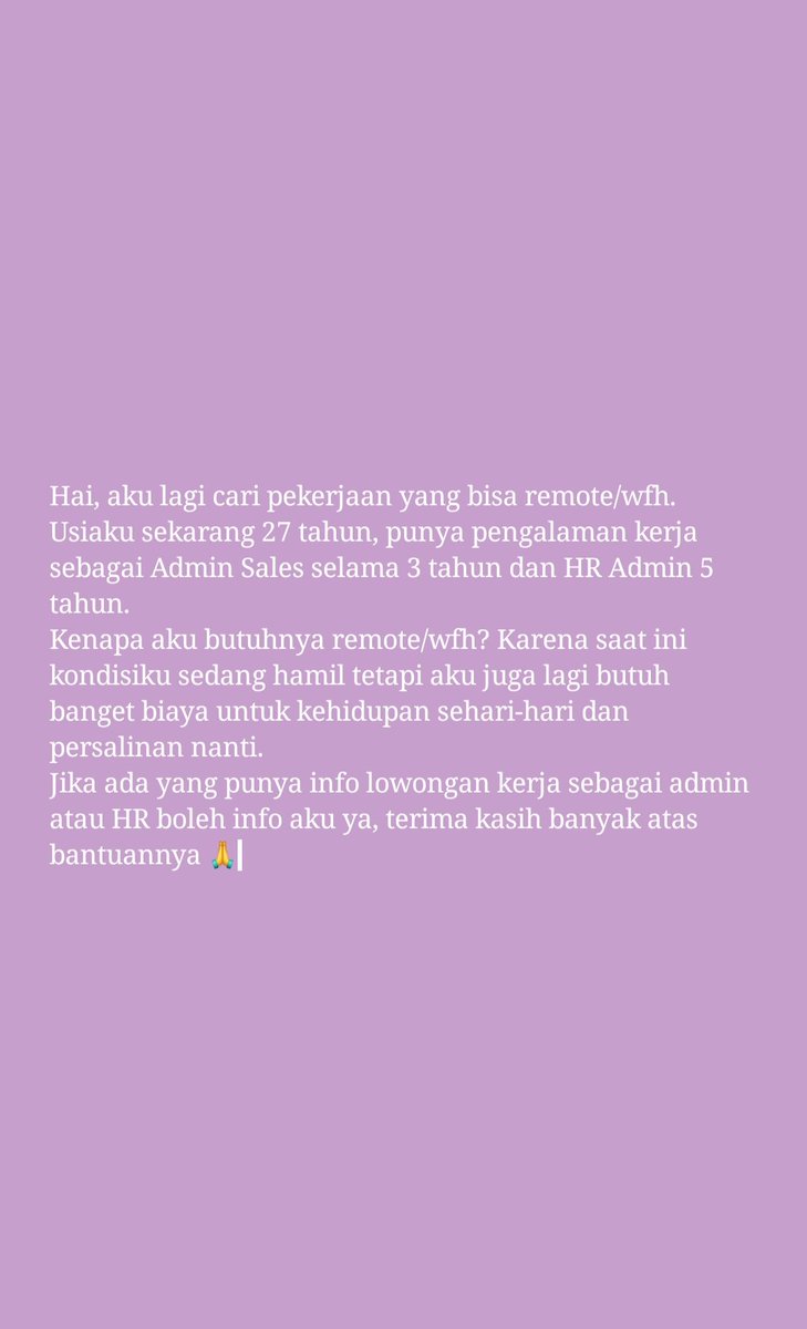 chuyeonsin's tweet photo. Mohon bantuannya ya 🙏 @hrdbacot @worksfess #lokercot @lokerpam https://t.co/O4JngCX4XI