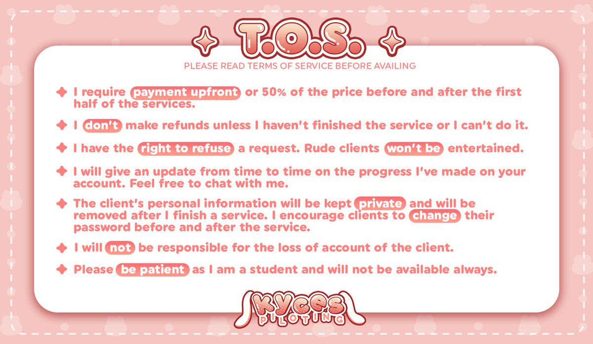 kyces_comms's tweet photo. ✦ SERVICES OPEN ✦ 

Hi! I'm Kyces and I offer Genshin Ploting Services! Check the pricelist and piloting proofs below and send a DM if you want to avail! ♡ ₍ᐢ. .ᐢ₎

˚₊‧꒰ა ✦ ໒꒱ ‧₊˚

⟡ twitter: @/_kyces
⟡ discord: kyces#5093

#genshinpilot #genshintwt #genshin https://t.co/sqgRhUL5xN