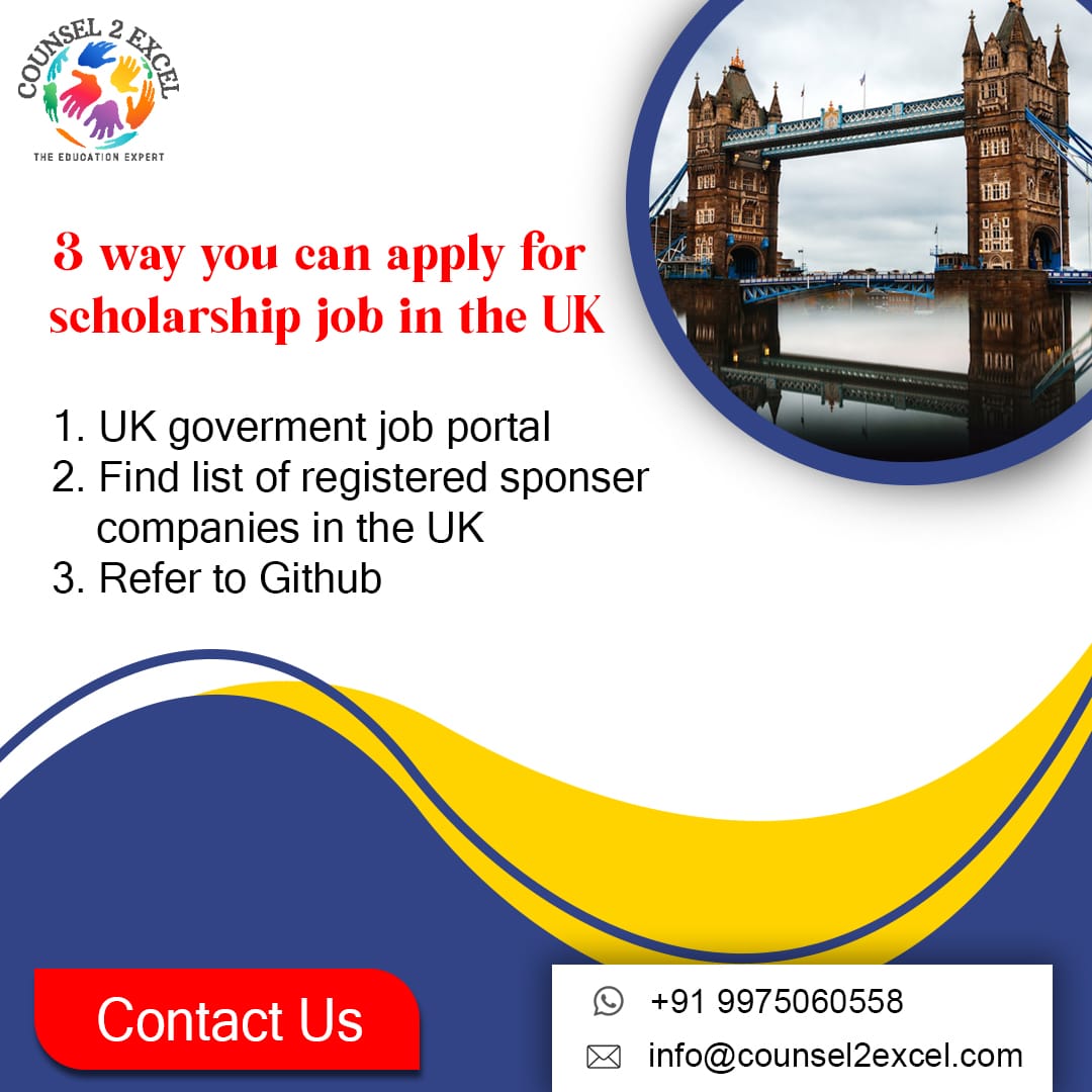 counsel2excel's tweet image. Caption - Want to apply for a scholarship job in UK 🇬🇧?
Check the post for answers.
For more information 
Contact our counsellors

#counsel2excel #studyguidance #ukscholarships #ukjobscholarships #studyabroadconsultants #ukeducation #uklife #ukstudyvisa #ukstudents #studyinuk