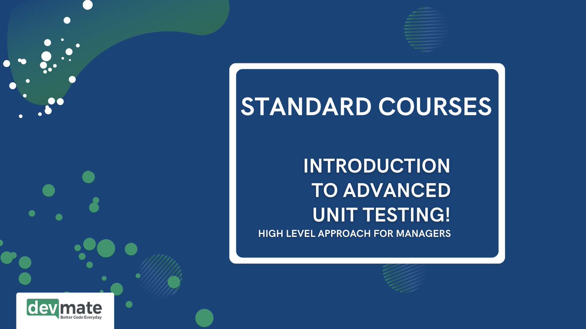 Check out our courses for your success!

devmate.software/services#stand…

#devmate #unittesting #programming #programminglanguages #java #softwareengineering #softwaredeveloper #coding #bettercode #developers #softwarequality #automatedsoftwaretesting #cleancode