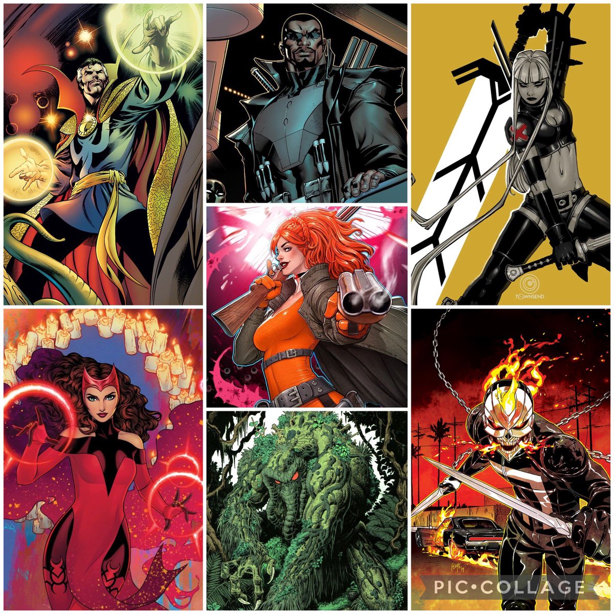Technically, that would just be the Midnight Suns (or Sons if read Ghost Rider comics in the 90s like me), but in any case:

Doctor Strange
Scarlet Witch
Blade
Elsa Bloodstone
Man-Thing
Magik
Ghost Rider (Danny Reyes)