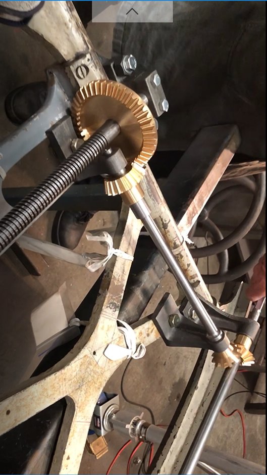 GMT21stC's tweet photo. The new gunmetal bevel gears for the Right Ascension Fine Control of the telescope have been fitted to the Polar Axis Drive. They look shiny and work beautifully with their authentic cycoidal tooth profile 🔭👀 https://t.co/KtwUallJ32