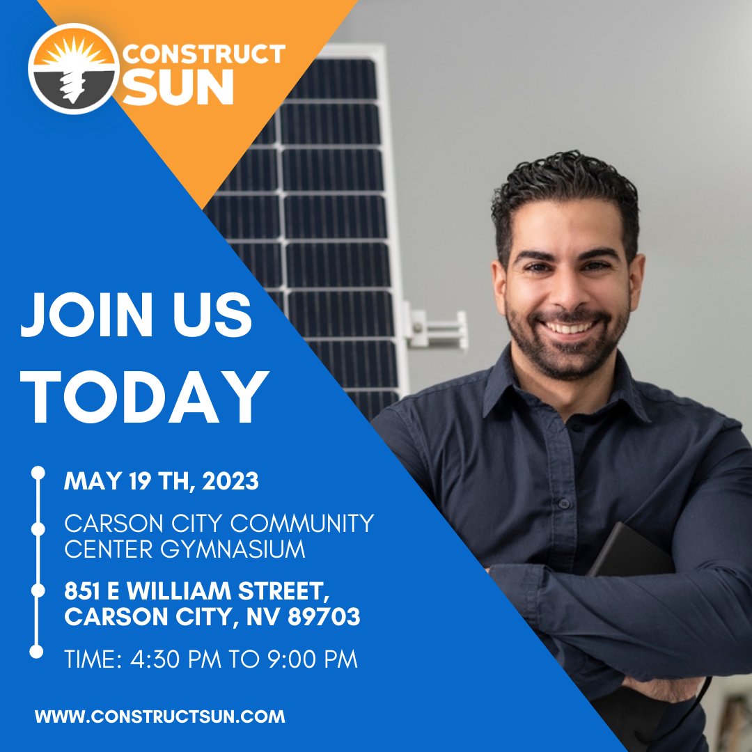construct_sun's tweet photo. Join us at the Carson Tahoe Home and Garden Show this May 19th, where we'll be showcasing our top-notch solar panel installations and backup power systems. Best of all, the event is FREE! π±
π» https://t.co/gJqhScRzf9
#solarenergy #homeandgardenshow #sustainability #constructsun https://t.co/554squNRfE