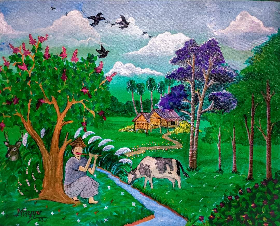 MohammedZonaid8's tweet photo. Mayyu Khan (@mayyu_khan) is a Rohingya talented artist, selling a painting to support mocha #cyclone victims in Arakan, #Myanmar. 100% of the proceeds go to relief efforts. Please consider purchasing or spreading the word. #Arakan #CycloneRelief #art #Rohingya https://t.co/qp3W130OVU