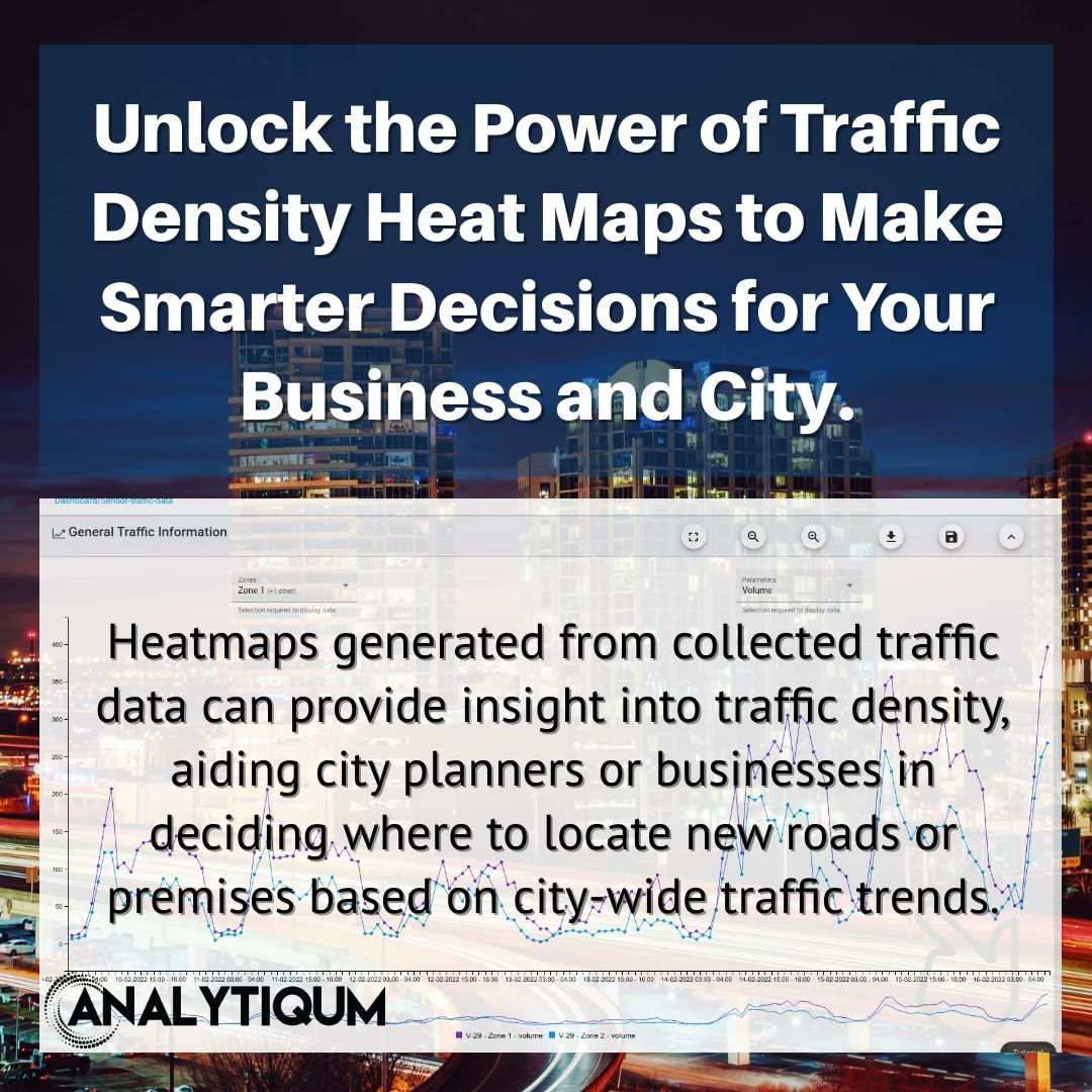 As a city, it's essential to understand and monitor road traffic data. Here are the reasons why.
Do you want to know more? Let's connect:  links.analytiqum.com/traffic_data.

#analytiqum #heatmaps #trafficdensity #dataanalysis #cityplanning #decisionmaking #trafficdata