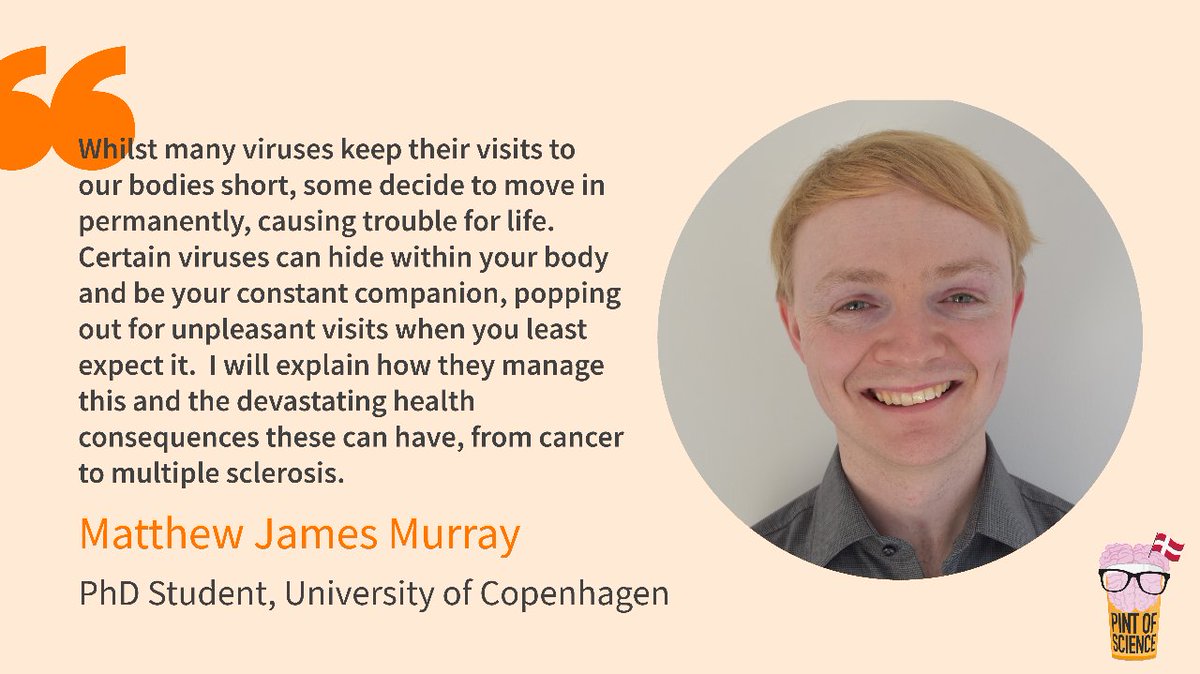 pintofscienceDK's tweet photo. 📣 #pint23 in #Copenhagen #OurBody 🔬🦠 

Join us for a great #science evening with @MJaMurray from @UCPH_CPR who will talk about viruses that live in us 🦠🤧

🗓 Wed, May 24th, 19.30
📍 Next House Copenhagen (Bernstorffsgade 27)
➡️ More info https://t.co/KP6hdqK4er https://t.co/nhKQIkhccU