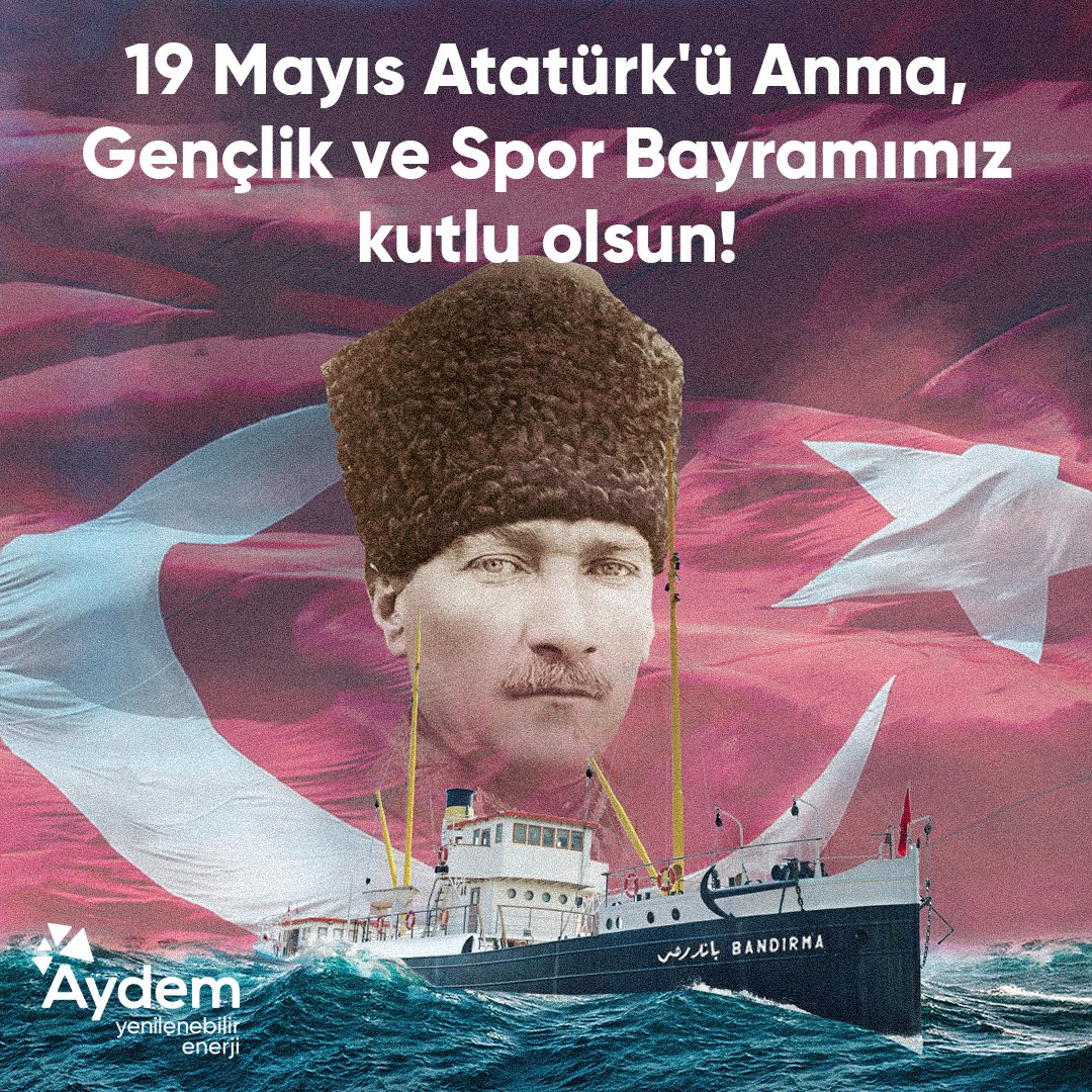 enerji_aydem's tweet photo. Bağımsızlık mücadelesinin 104. yılında, nesiller boyu gençliğe yol gösteren Ulu Önder Mustafa Kemal Atatürk’ü saygı ve minnetle anıyoruz. 19 Mayıs Atatürk’ü Anma, Gençlik ve Spor Bayramımız kutlu olsun!🇹🇷 https://t.co/Cf2ejqNSZG