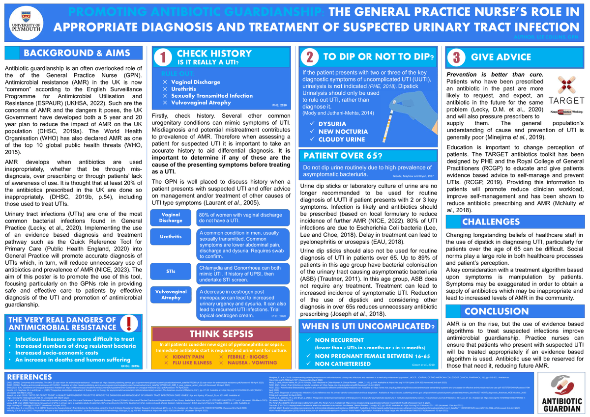 As part of the <a href="/PlymUni/">University of Plymouth</a> GPN Fundamentals Course, we had to create an academic poster and have been encouraged to share it with peers. Mine is on the role of the #GPN in #antibioticguardianship and #amr in #UTI. 

<a href="/Gpnsnn/">💙GPN Student and Nurse Network🌈</a> <a href="/RCNGPNForum/">RCN GPN Forum 💙</a> 

Hopefully it may prove useful to one or two.