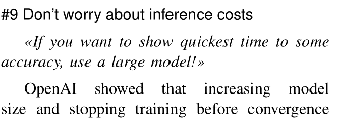thoefler's tweet photo. #DataScience #HPC #12ways 9: Donβt worry about inference costs
"If you want to show quickest time to some accuracy, use a large model!"
https://t.co/PE0xSqDHUB
> For practical ML workloads, the center of attention should lie on inference efficiency.
@acmrep #AI https://t.co/UsqUJr0W65