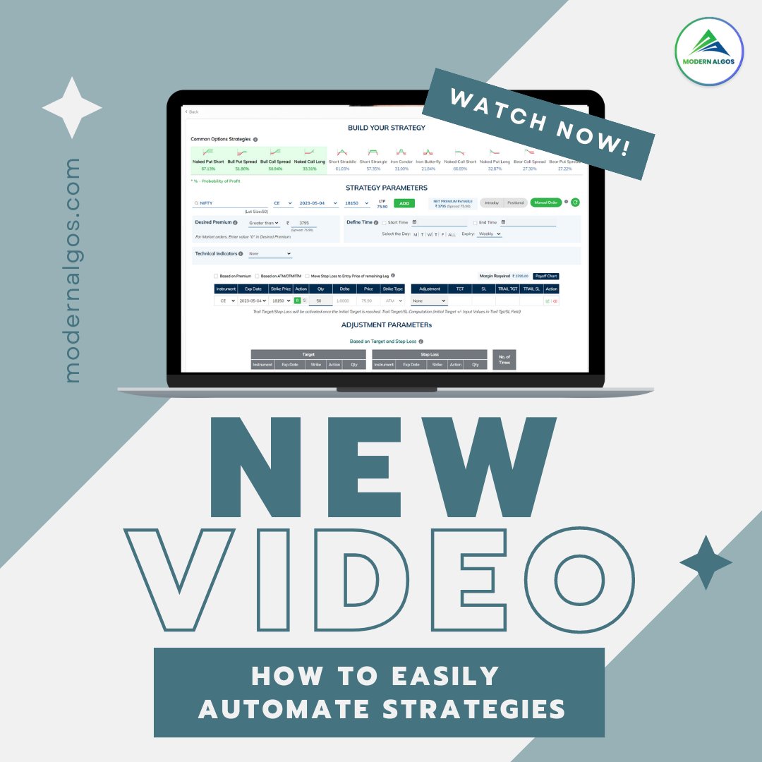 ModernAlgos's tweet image. Do you want to know how to Easily AUTOMATE Your Strategies?

Check out our video for a step-by-step guide to automating your Strategies.

youtu.be/nAqK0DKG5yk

#algotrading #strategybuilder #strategy #readymadestrategies #autotrade #trend #optiontrading #tradingstrategies