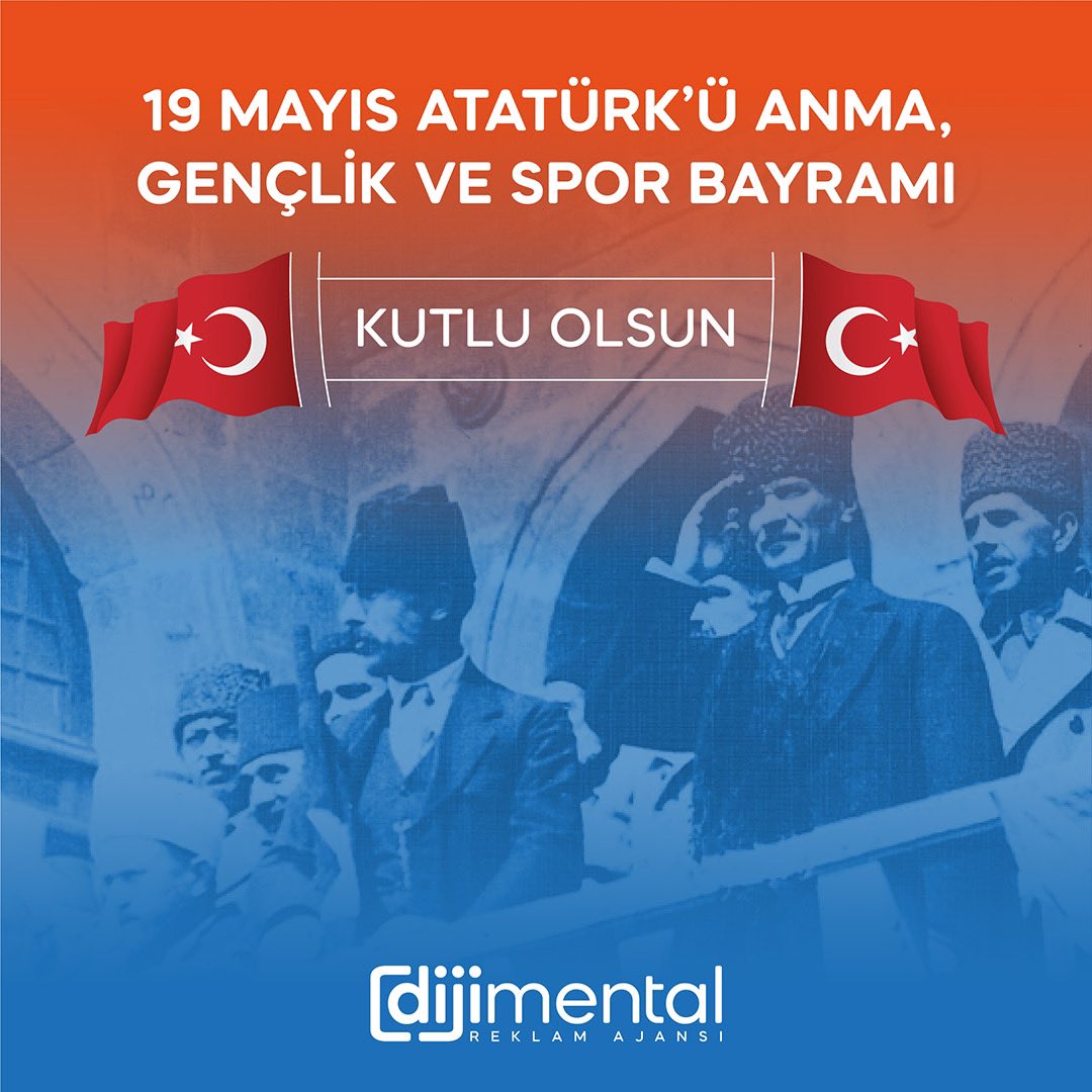 19 Mayıs Atatürk’ü Anma, Gençlik ve Spor Bayramı Kutlu Olsun. 🇹🇷🇹🇷🇹🇷

#dijimental #reklamajansı #webtasarım #seo #googleads #googlemaps #eticaret #website #dijitalreklam #dijitalajans #19Mayıs
