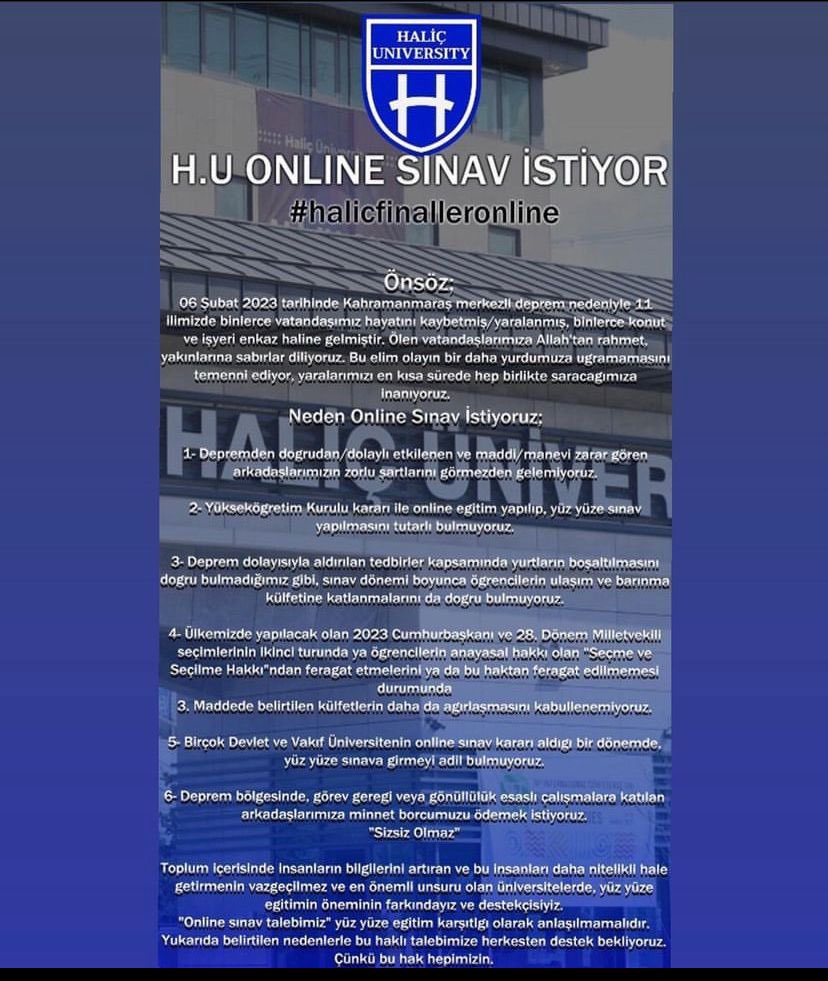 aylinngirginn's tweet photo. online derslerin sinavi da online olmali!!
#halicfinalleronline
@ZaferUtlu 
@universitehalic https://t.co/tJy7wEqGuf