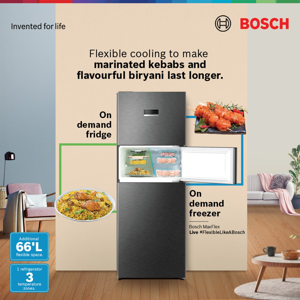 BoschHomeIn's tweet photo. Make your food last long with the flexible cooling of the Bosch MaxFlex refrigerator.
Get an on-demand fridge and on-demand freezer. Keep all your food items fresh and flavourful. #FlexibleLikeABosch
#BoschHomeAppliances #MaxFlex #Refrigerator https://t.co/Hfcp6LYVoQ