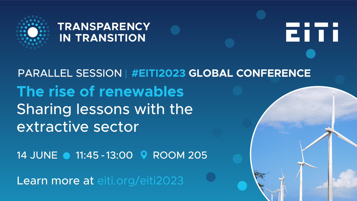 EITIorg's tweet photo. How can #transparency help shape the governance of #renewables as the sector continues to grow? 

Join the discussion on 14 June w/ speakers from @BHRRC, @Savannah_Energy, @TAInitiative, @DOF_PH &amp; moderated by @Statkraft.

👉 https://t.co/pHM2c3aMCt https://t.co/ayMVThdm6B
