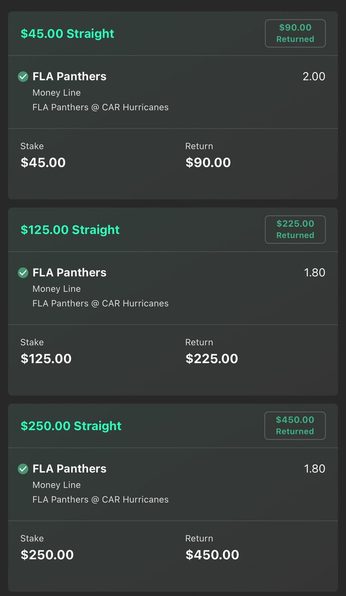 k_holly88's tweet photo. @FlaPanthers take Game 1 in the 6th longest game in NHL history. 🥅🏒
What a game!!! 👏🏼
This came down to a solid goalie matchup.
Bobrovsky beat Andersen.
Result: +6.4u💰
#GamblingTwitter #NHL #Playoffs #TimeToHunt #Canes #4thOT https://t.co/iQTtRtH4iy