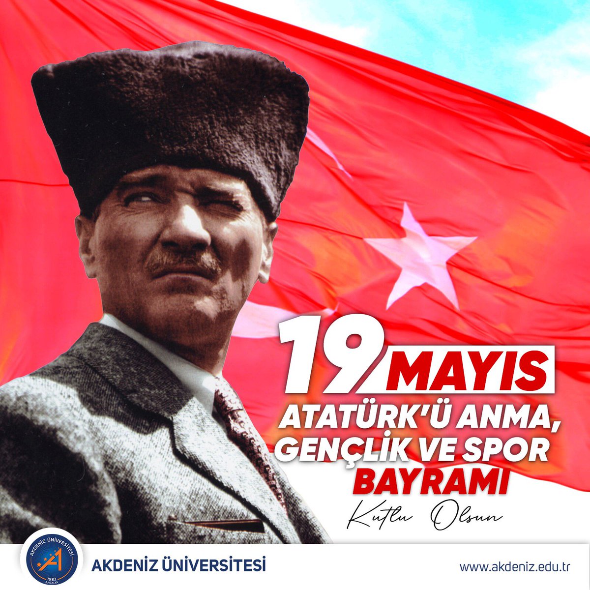 Akdenizun's tweet photo. 19 Mayıs Atatürk'ü Anma, Gençlik ve Spor Bayramımız kutlu olsun. 

#19MayısGenclikveSporBayramı https://t.co/a8BQSdXumY