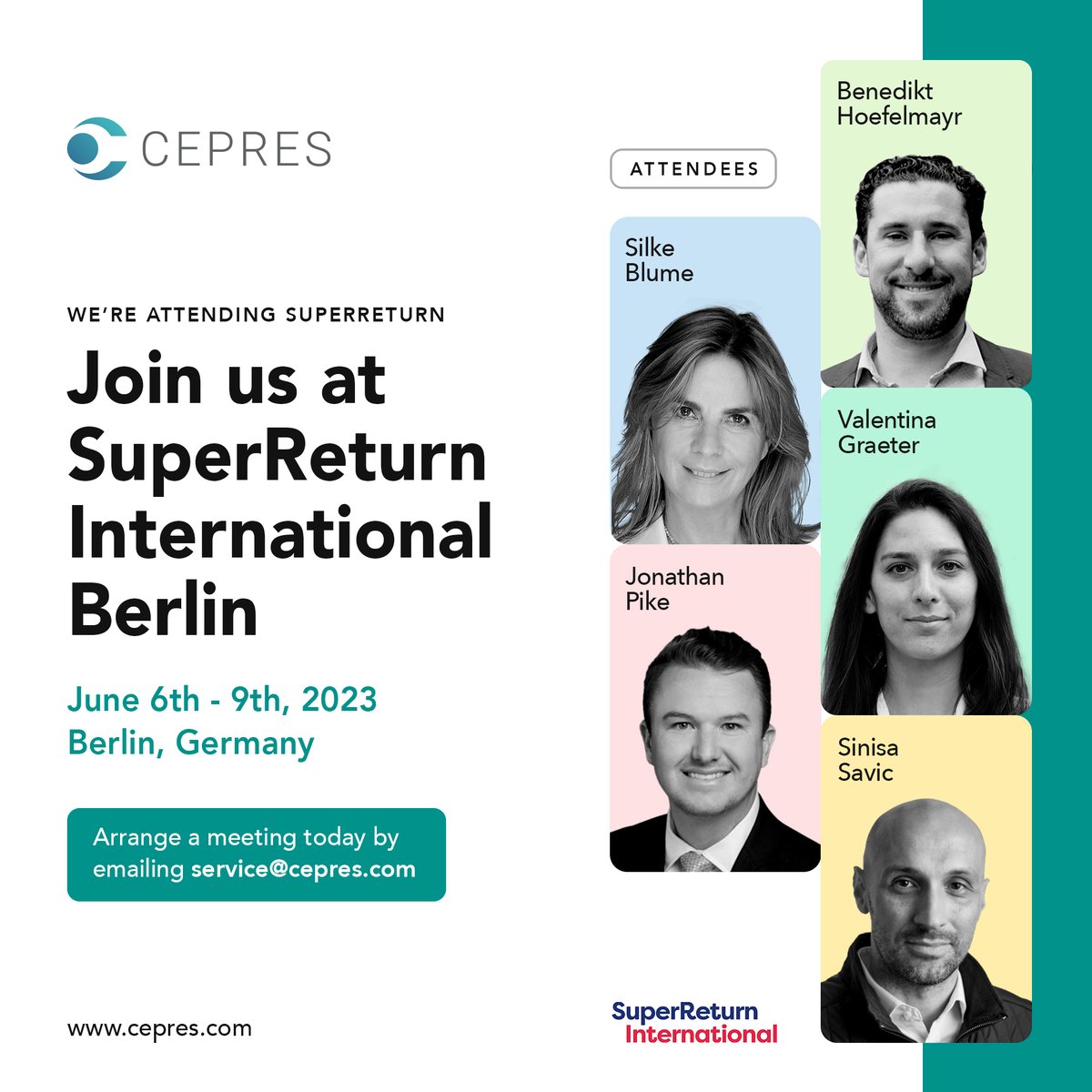 Cepres_PE's tweet photo. CEPRES’ Innovation Days return to Berlin for the most impactful event in Private Markets “#SuperReturn International 2023” from June 6th - 9th   Meet our experts and experience the latest innovations in Private Market’s Investment Technology and Data. >> https://t.co/GpayaC02rC https://t.co/M1iMqJu2I3