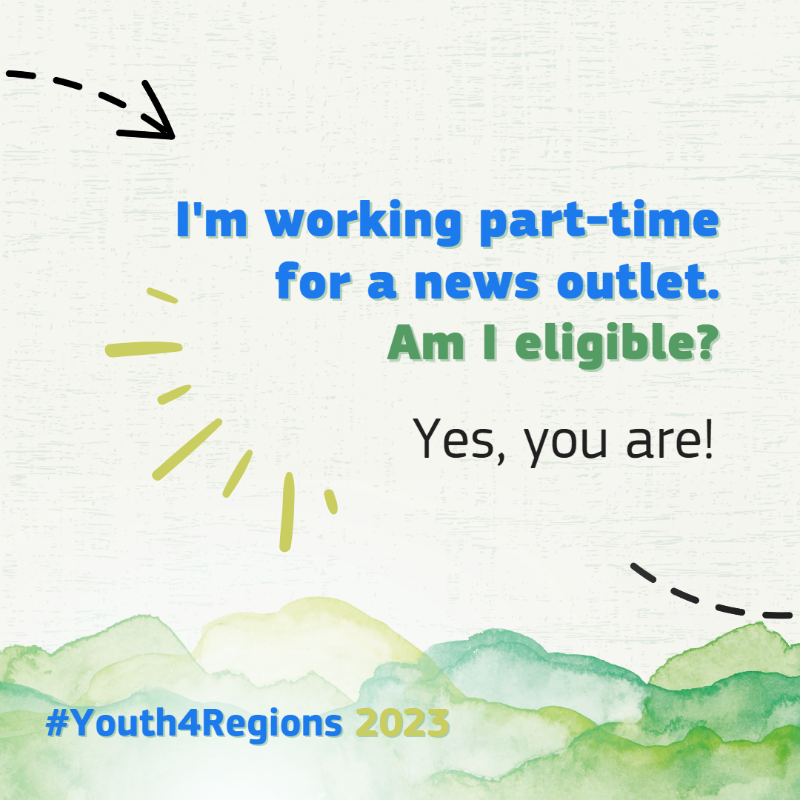 EUinmyRegion's tweet photo. Unlock your journalistic potential with the #Youth4Regions programme🙌

Swipe to browse the most frequently asked questions!

Apply now ➡️ https://t.co/l7h6qV91Bs