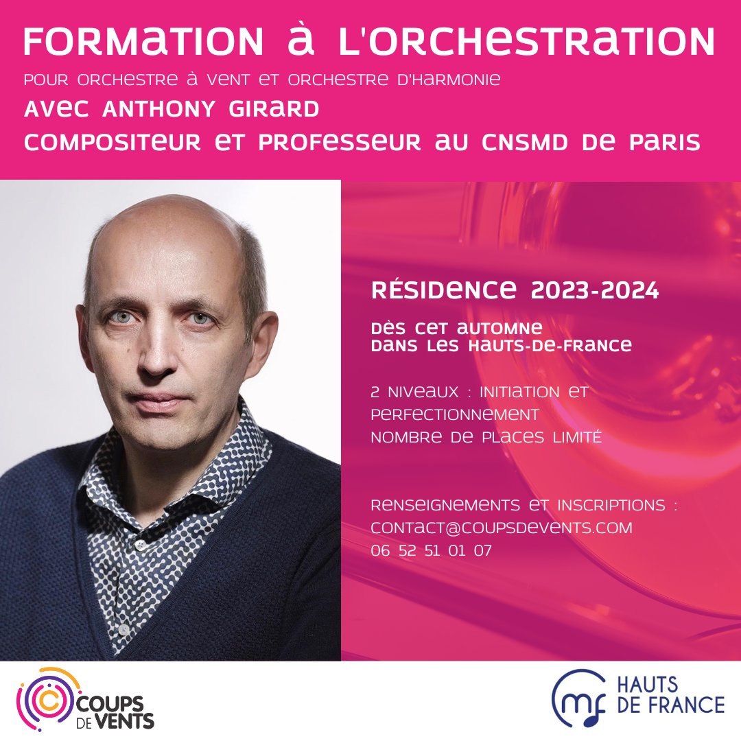 [🎼Formation à l'orchestration avec Anthony Girard : les préinscriptions sont ouvertes !]

Retrouvez tous les détails &amp; le formulaire de renseignements préalable à l'inscription sur notre site : coupsdevents.com/formation/