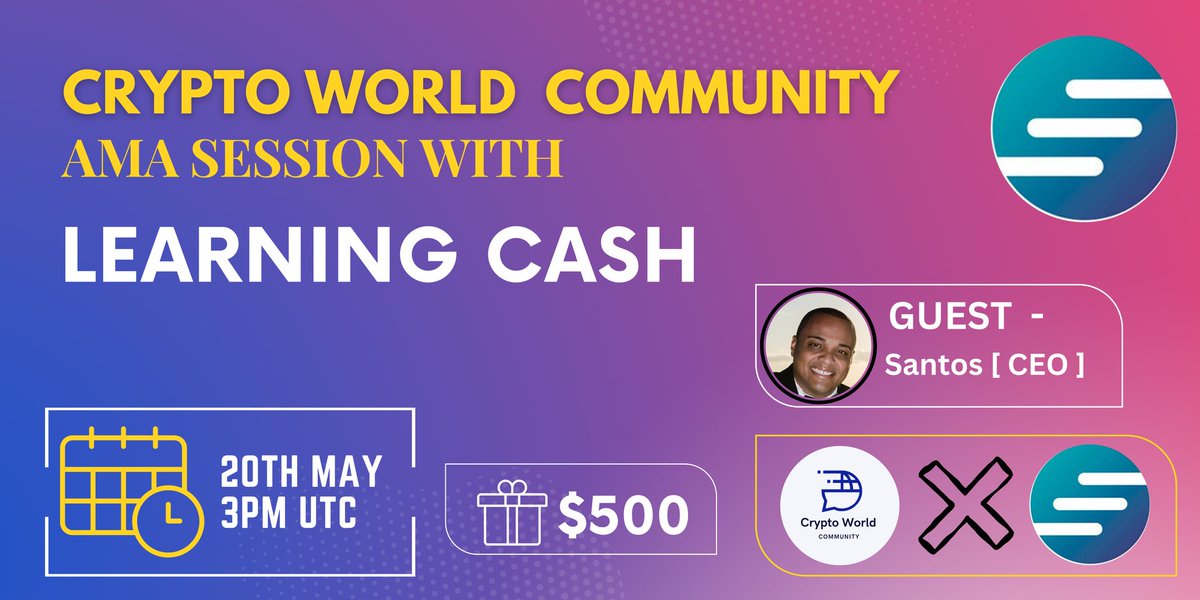 Crypto World US 🇺🇸 🔜 TOKEN2049 (@cryptoworld_tw) on Twitter photo 🔊 Join Our Next #AMA Series With Learning Cash
🎁Prize: $500
📆Date: May 20th, 2023, 3PM UTC
🏨 Venue: t.me/CryptoWorld_co… …
🏆Follow
<a href="/CryptoWorld_Tw/">Crypto World US 🇺🇸 🔜 TOKEN2049</a>
&
@learning_cash
Mention 3 Friends, And Retweet! Otherwise, You Will Be Disqualified. 🔊 Join Our Next #AMA Series With Learning Cash
🎁Prize: $500
📆Date: May 20th, 2023, 3PM UTC
🏨 Venue: t.me/CryptoWorld_co… …
🏆Follow
<a href="/CryptoWorld_Tw/">Crypto World US 🇺🇸 🔜 TOKEN2049</a>
&
@learning_cash
Mention 3 Friends, And Retweet! Otherwise, You Will Be Disqualified.