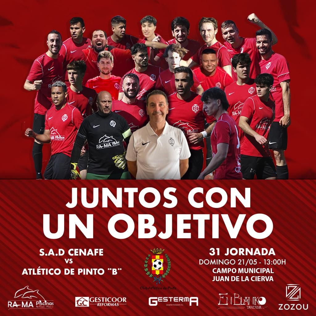 atleticodepinto's tweet photo. Jornada 31 | FILIAL

"El ascenso pasa por Getafe"

Importantisimo partido contra el líder @sadcenafe 

🗓Domingo 21 de Mayo
⏰️13:00 horas
🏟Juan de la Cierva 

#SomosPinto
#VamosPinto ❤️🖤 https://t.co/bN1s0lonNC
