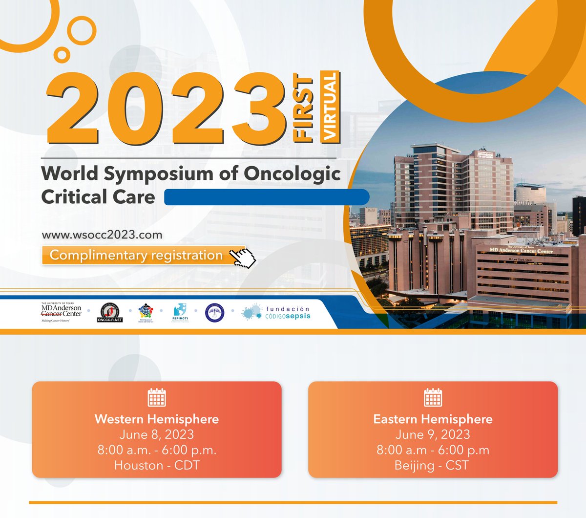 Fepimcti's tweet photo. Te invitamos al I Simposio Mundial de Oncología Crítica, que se celebra online el 8 de junio. Organizado por el Oncologic Critical Care Research Network, cuenta con apoyo de la FEPIMCTI y será accesible en inglés y español. Registro gratuito https://t.co/NKGPDRmegK #oncología https://t.co/Jr5175r5y1
