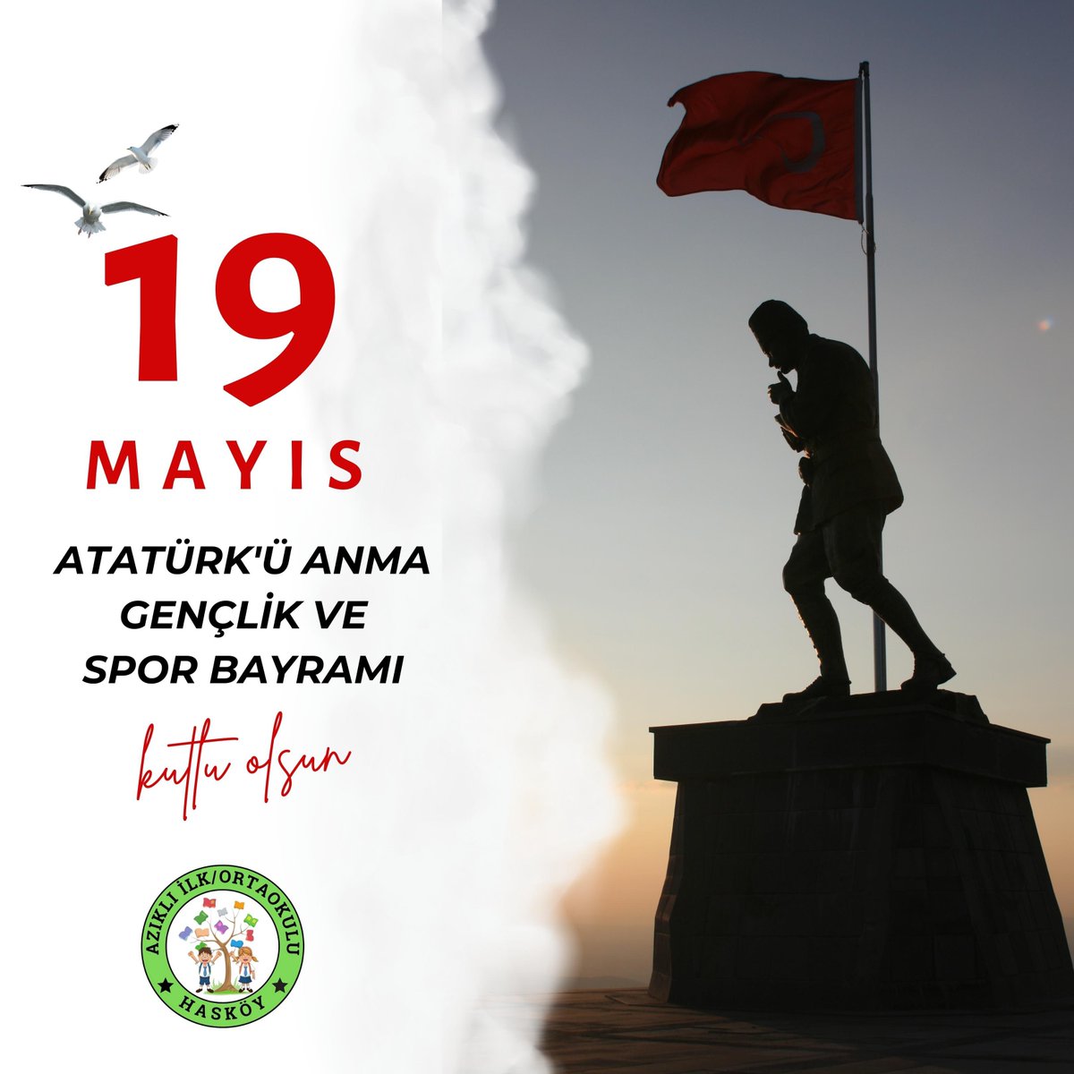 azikliioo's tweet photo. Ulu Önderimiz Gazi Mustafa Kemal Atatürk'ün Kurtuluş Savaşı'nı başlattığı, milli mücadelenin ve Cumhuriyetimizin ilk adımlarının atıldığı #19Mayıs Atatürk’ü Anma, Gençlik ve Spor Bayramımız kutlu olsun! 🇹🇷 https://t.co/QQ2kgotejL
