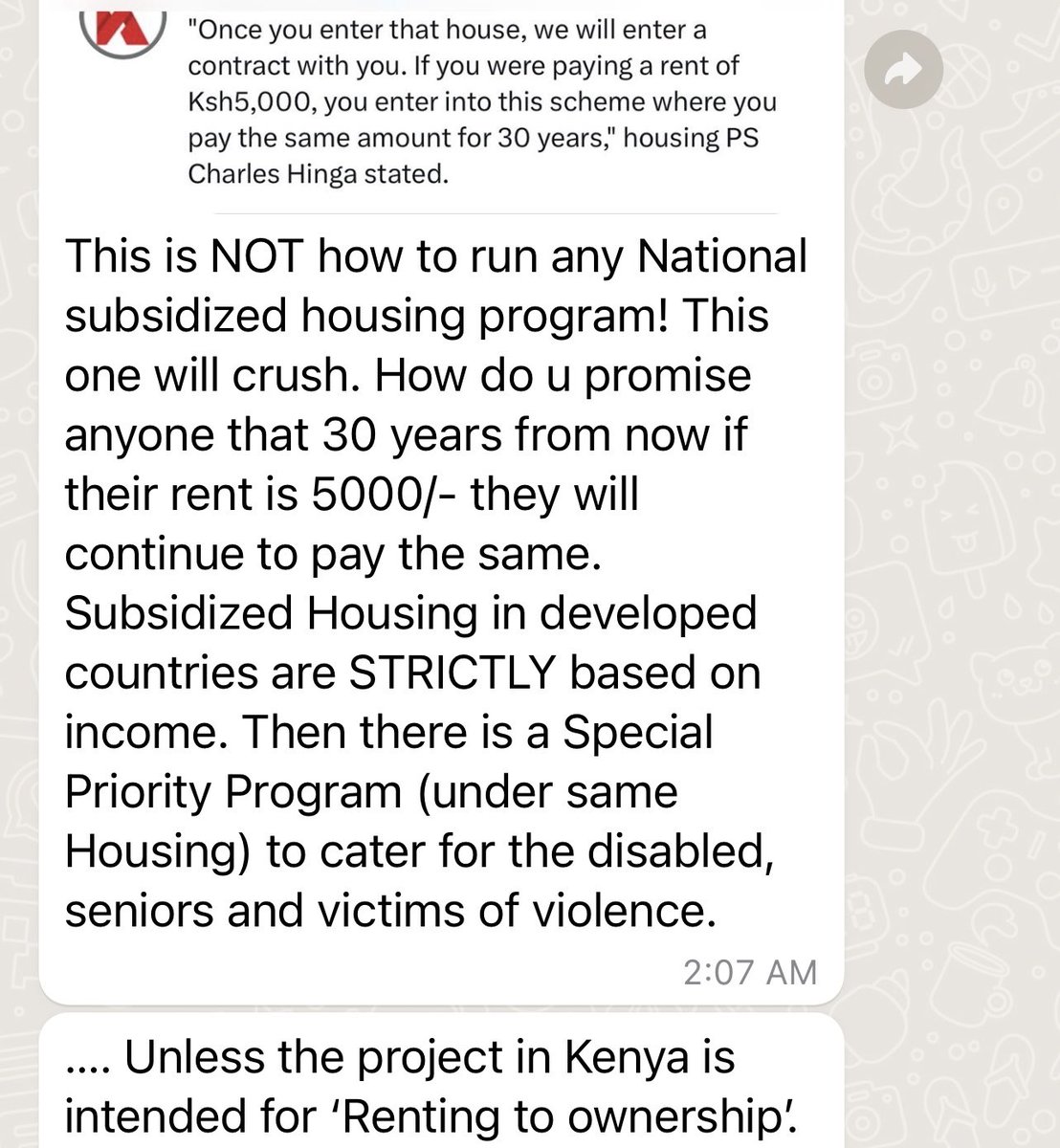 Kenyans abroad REACT to PS Hinga’s declaration on the “Housing Scheme.”

Pro Bono advice to the Kenya Kwanza government: Don’t make or implement public policy unless you fully understand it and it improves public interests. Otherwise, it will come back to bite you.