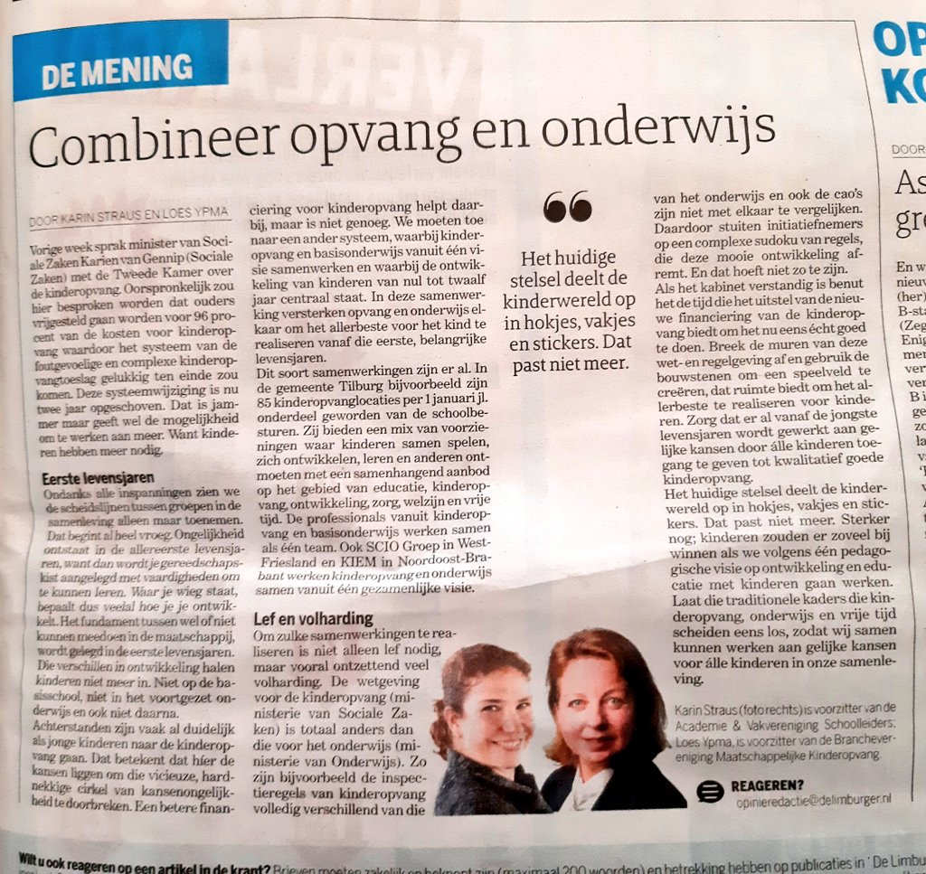 "Het huidige stelsel deelt de kinderwereld op in hokjes, vakjes en stickers. Dat past niet meer." @KarinStraus en <a href="/Loesypma/">Loes Ypma 👩‍🏫</a>.