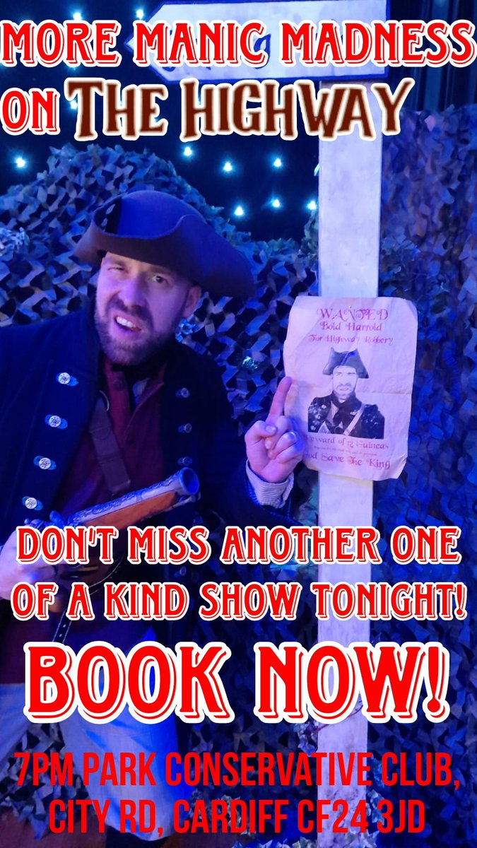 WHO KNOWS WHAT WILL HAPPEN TONIGHT!
So Book Now!
TicketSource-
ticketsource.co.uk/dewis-theatre

The Highway is a fully improvised production where the audience choose the wild adventures

See The Highway at the Park Conservative Club Cardiff on Fri 19th &amp; Sat 20th of May at 7pm