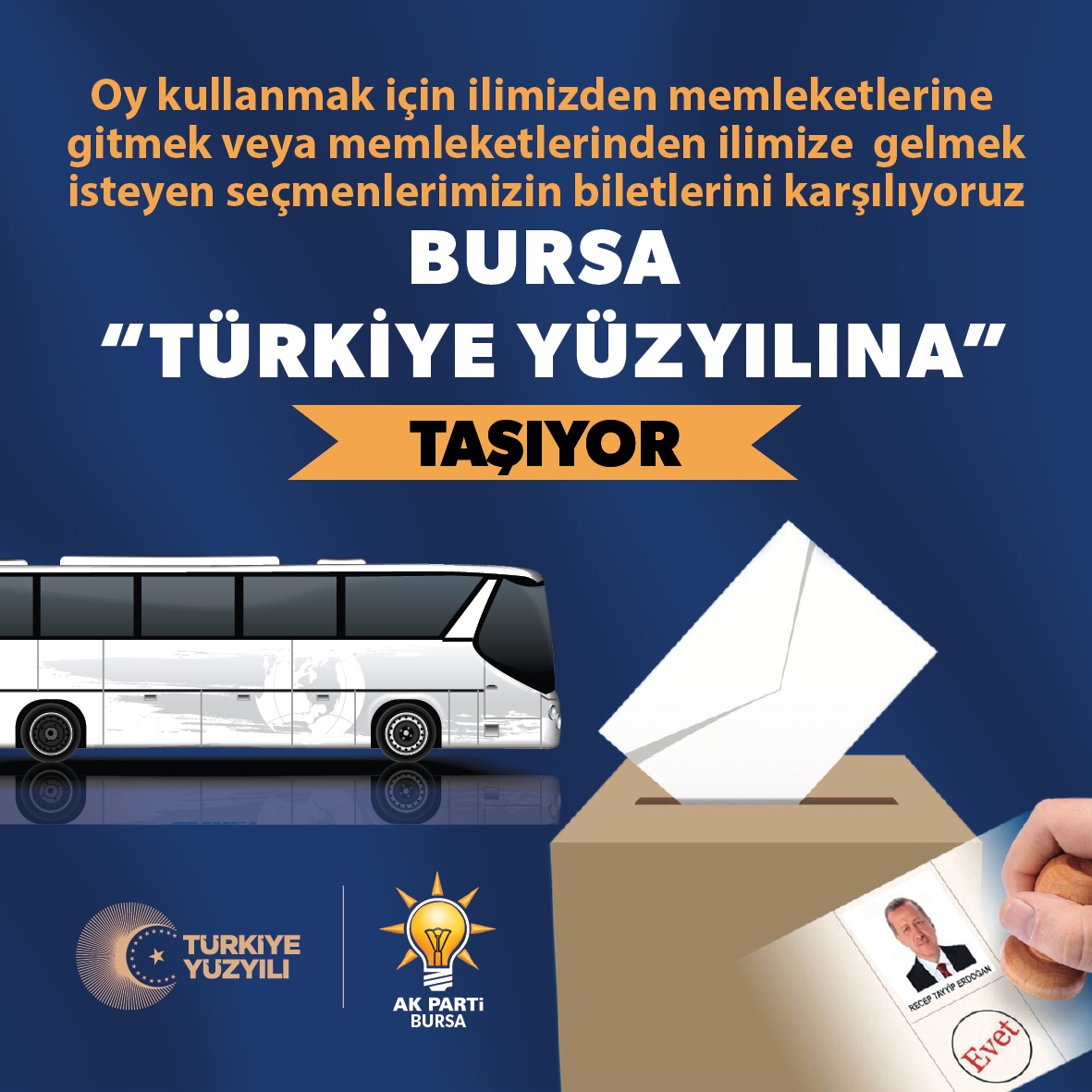 28 Mayıs'ta oy kullanmak için memleketine gitmek, ya da Bursa'mıza gelmek isteyen vatandaşlarımız için geliştirdiğimiz, "Bursa Türkiye Yüzyılına Taşıyor" uygulamamız tekrar yayında. 

Biletini almak için linke hemen tıkla Türkiye Yüzyılı başlasın! ⤵️

turkiyeyuzyilibursa.com