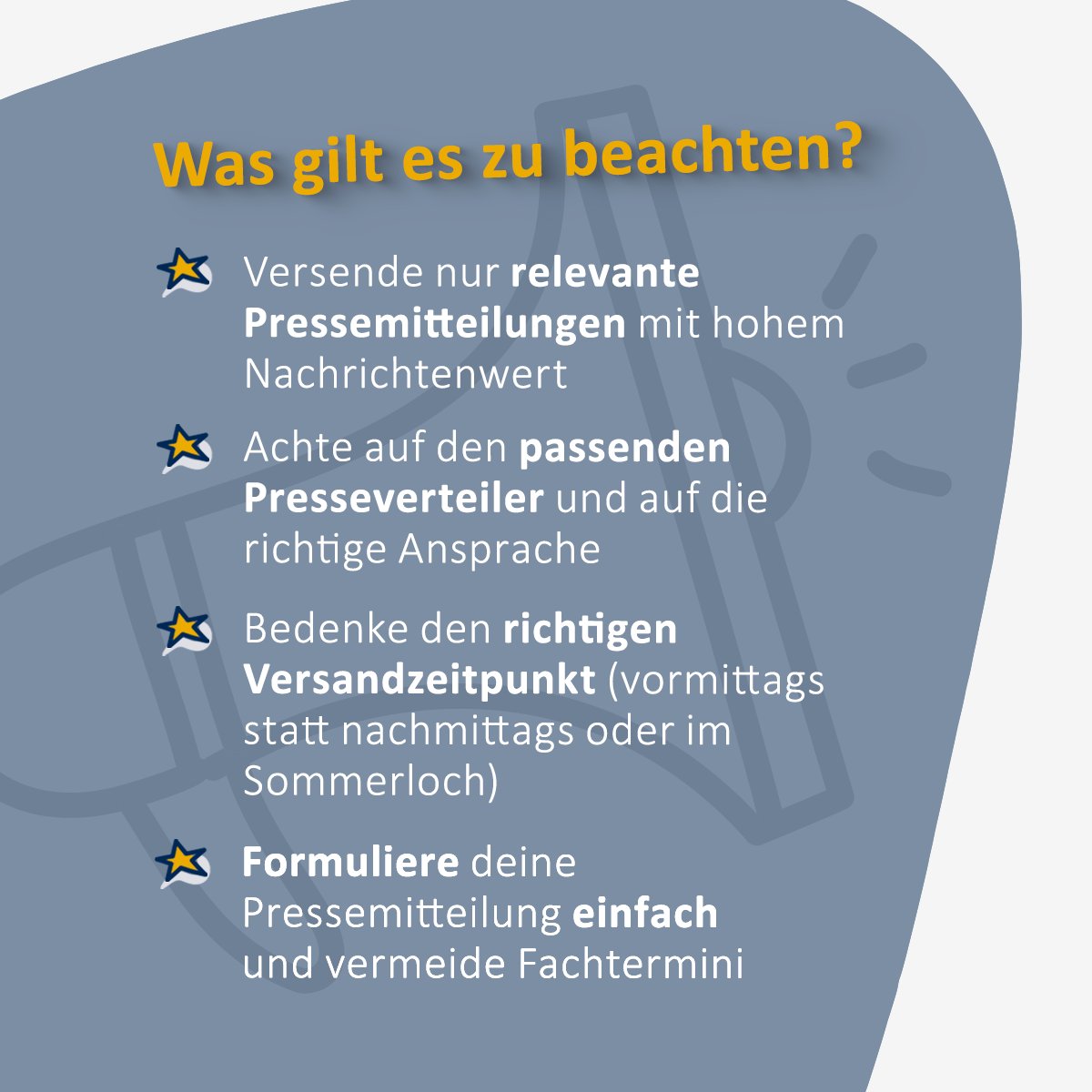 Pressemitteilungen informieren Redakteur*innen über die Neuigkeiten von Unternehmen, Institutionen oder Verbänden. Durch mediale, redaktionelle Berichterstattung soll die Wahrnehmung des Unternehmens in der Öffentlichkeit positiv beeinflusst werden. Was sollte beachtet werden? 💭