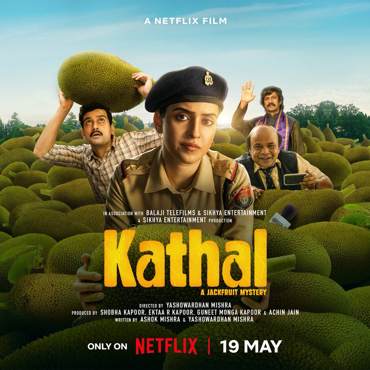 #Kathal (2023) by @Yashooooooo, ft. @sanyamalhotra07 @anantvijayjoshi @actorvijayraaz @rajpalofficial @actor_govind @actorshashi #GurpalSingh & #RaghubirYadav, now streaming on @NetflixIndia. @guneetm @EktaaRKapoor @aachinjain @RuchikaaKapoor @RamSampathLive @prernasaigal