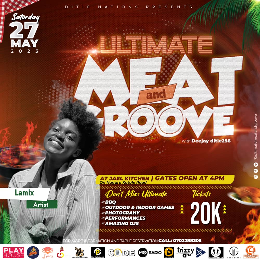 AndrewSerwadda2's tweet photo. Every thing about this Ultimate Meat and Groove is literally ULTIMATE
introducing the songbird and A diva, a gospel music minister and a woman of great price
#Lamix will be live in the performance
27th May.
Jael Kitchen
20k ugx
4 pm
#UltimateMeatAndGroove https://t.co/Zgvrznuuko