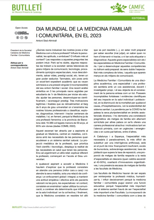 CAMFiC's tweet photo. 📢Avui, 19 de Maig, és el Dia Mundial de la Medicina Familiar 

📌 Per reivindicar l’especialitat de Medicina Familiar i Comunitària compartim l’editorial del president @A_SisoAlmirall  que podeu trobar al #ButlletíCAMFiC 👇

📲 https://t.co/fWhs6UwN9q https://t.co/TdOYifXUgo