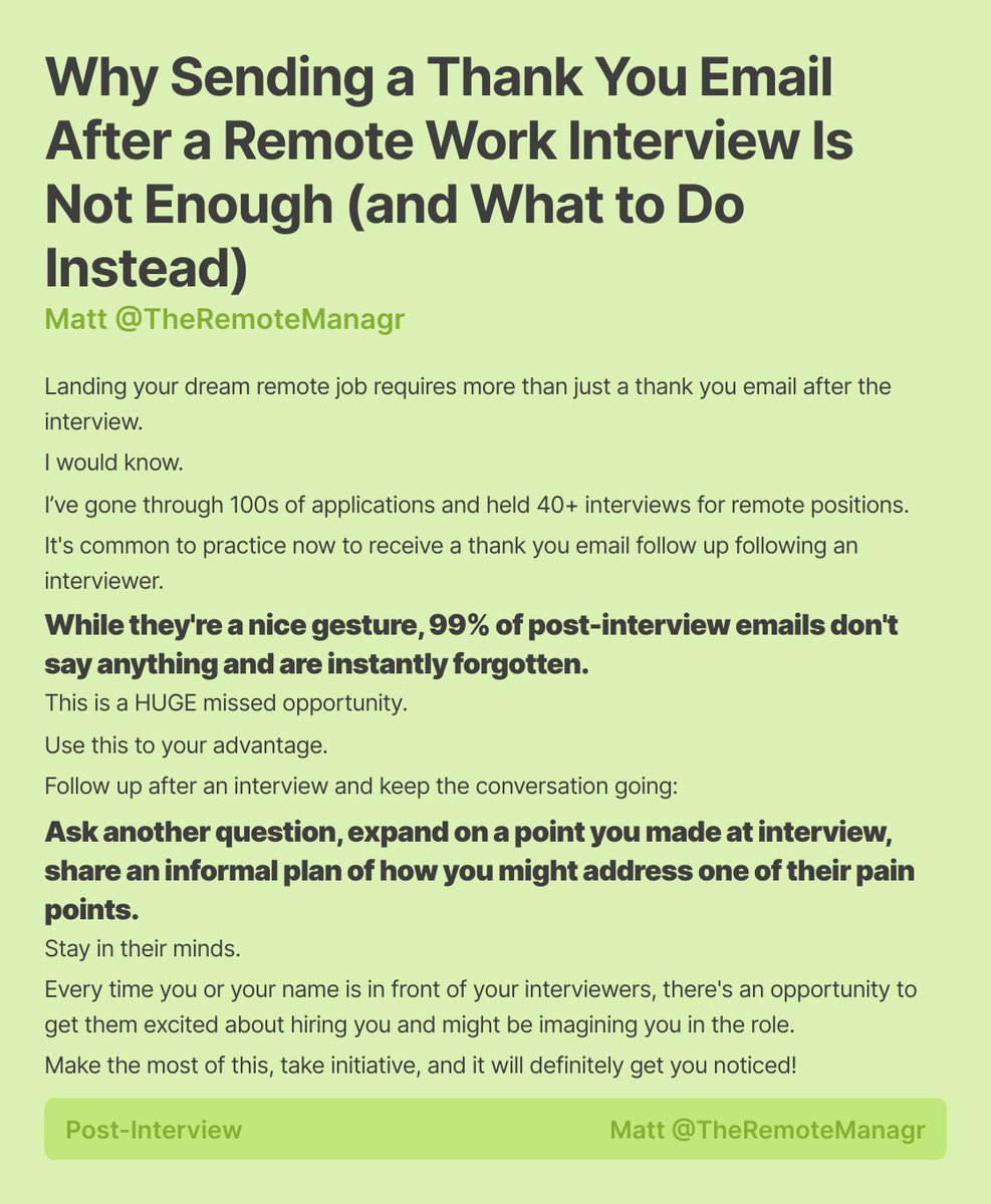 Why Sending a Thank You Email After a Remote Work Interview Is Not Enough (and What to Do Instead)

#RemoteWork #Ship30for30