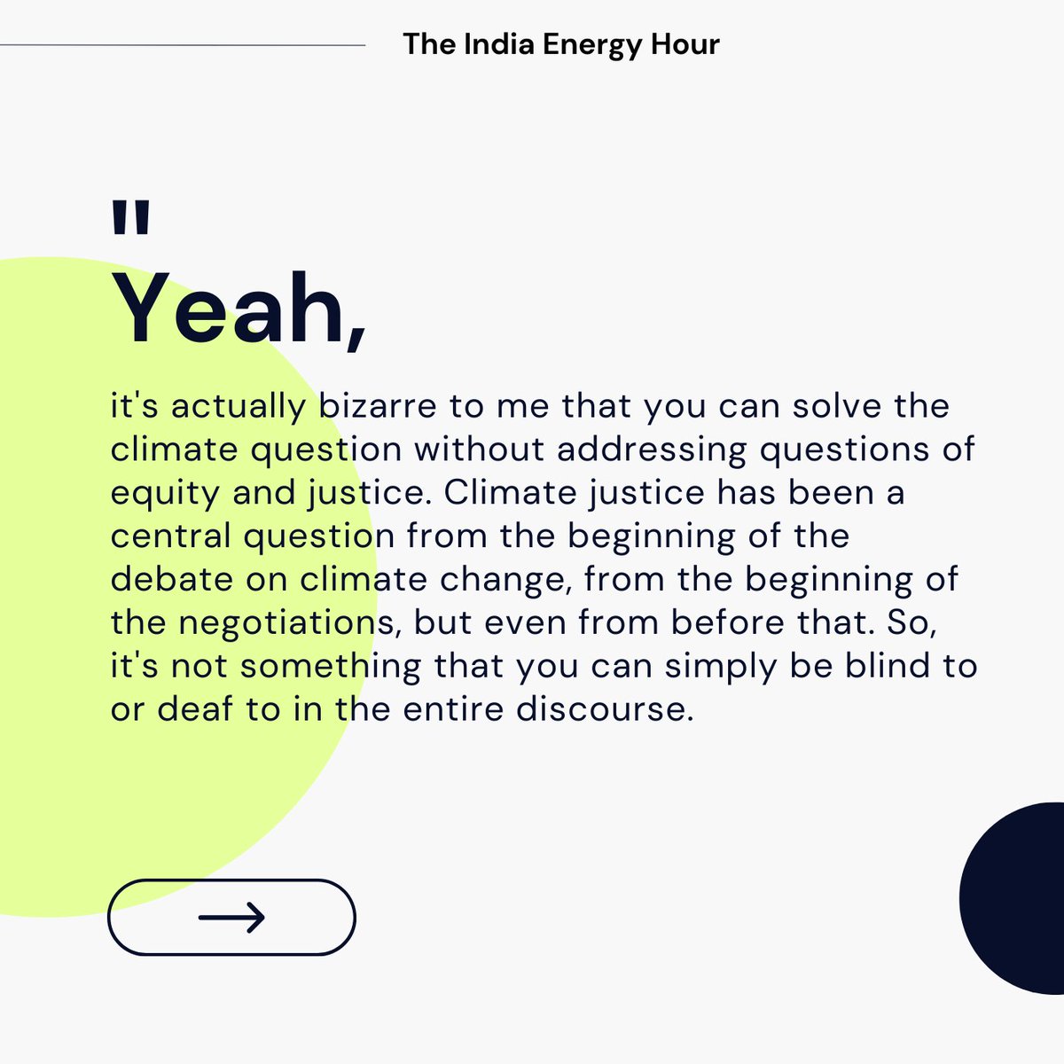tieh_podcast's tweet image. Solving the climate question without addressing climate equity and justice is not a cost-optimal solution. We need a policy that is relevant to everyone.

@KanitkarT in our latest episode!
Link--&amp;gt; bit.ly/3o2CgAm

#TIEHPodcast #ClimateEquity #NetZero