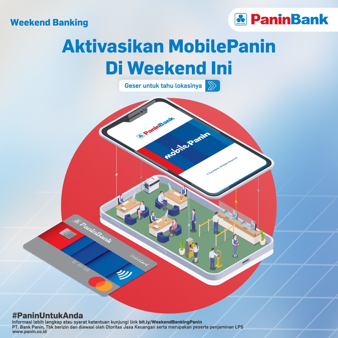 PaninBank's tweet photo. Nikmati layanan perbankan di weekend ini, simak slide kedua untuk tahu lokasinya.
Info lebih lengkap cek di website kami https://t.co/SkhZzu7X1d
#PaninUntukAnda #PaninBank #WeekendBanking https://t.co/VmYAvPyYtE
