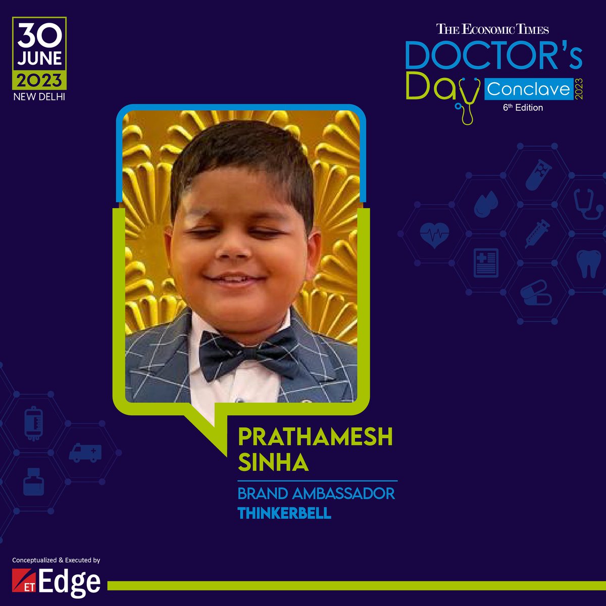 ET_Edge's tweet photo. #ETDoctorsDay2023 | Meet Prathamesh Sinha, the young visionary and Brand Ambassador of @thinkerbelllabs, captivating the audience at the Doctor's Day Conclave. https://t.co/08WsXpzFSl